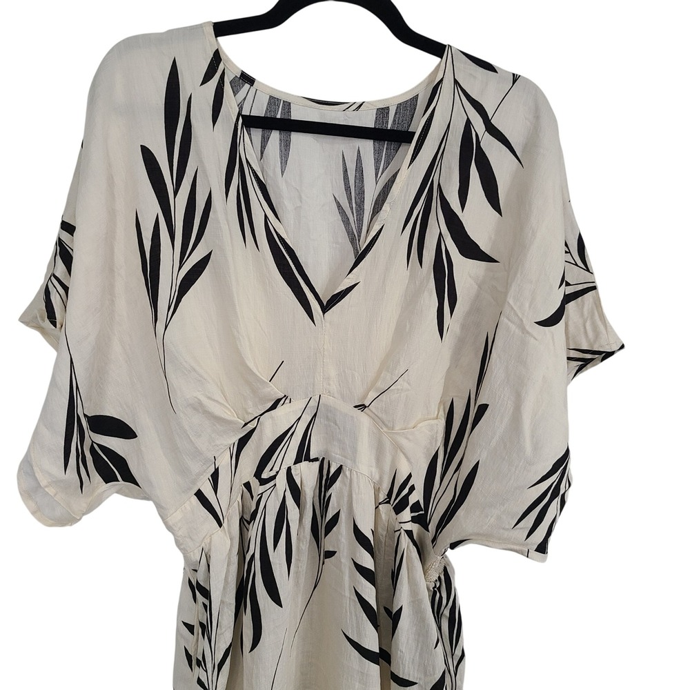 Cupshe Womens Cream Black Botanical Leaf Print V-Neck Maxi Dress Large New NWT - Picture 3 of 16